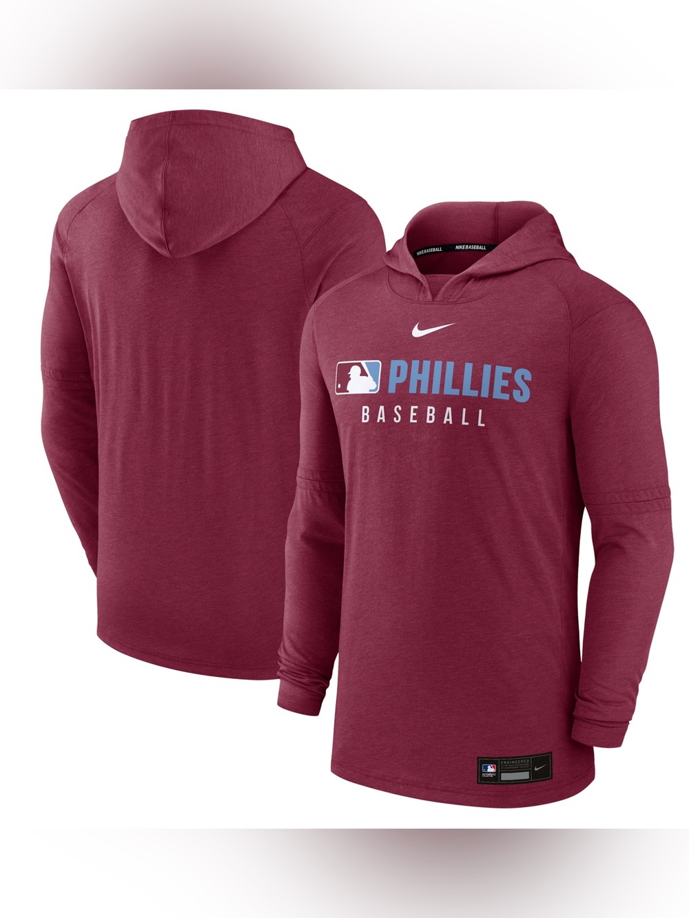 Philadelphia Phillies Nike Burgundy Lightweight Dri-FIT Hoodie size medium NWT